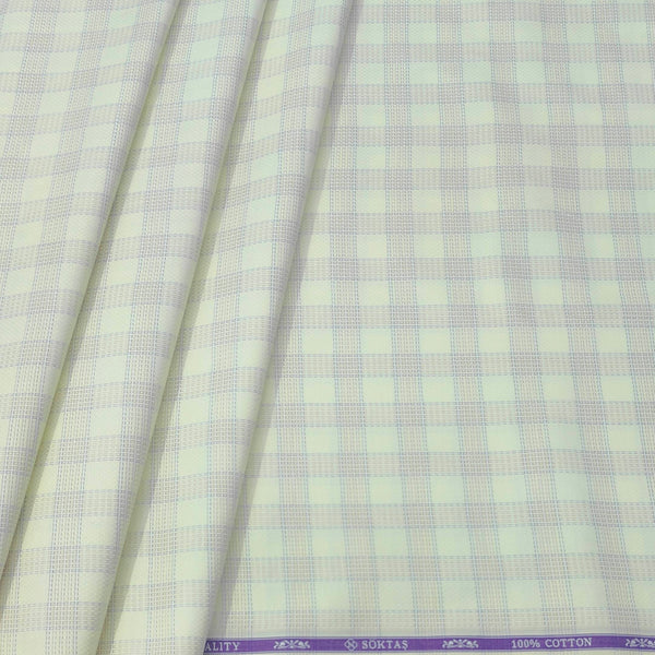 Shirt Fabric Sotas Finest Giza Cotton Check Colour Butter Beige