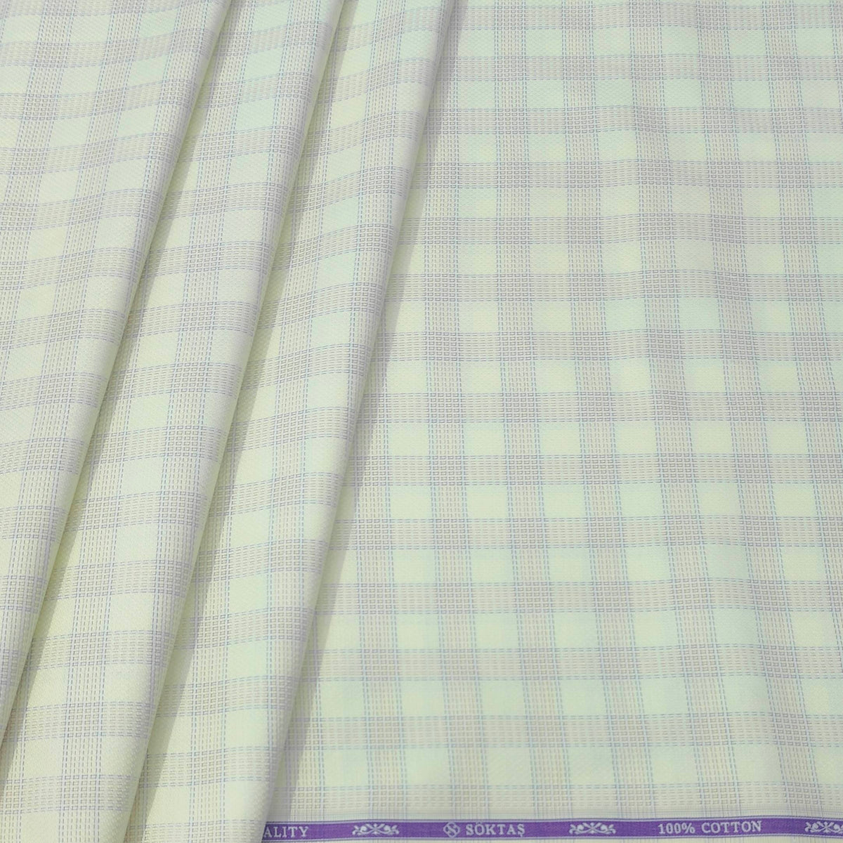 Shirt Fabric Sotas Finest Giza Cotton Check Colour Butter Beige