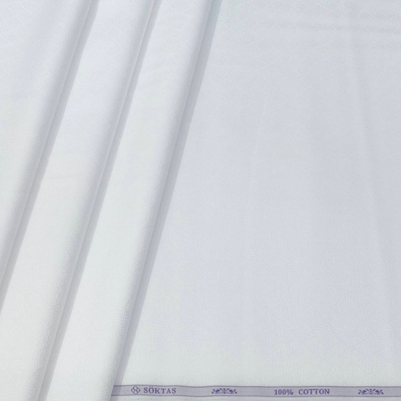 Shirt Fabric Soktas Finest Giza Cotton Jacquard Colour White