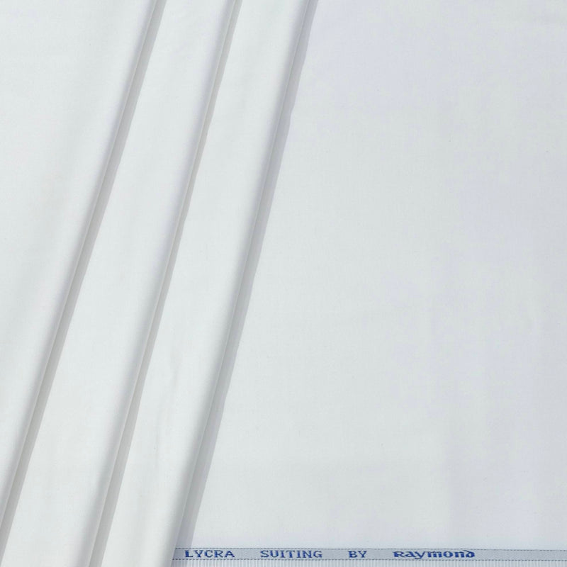 Trouser Fabric Raymond Pure Cotton Plain Lycra Color White
