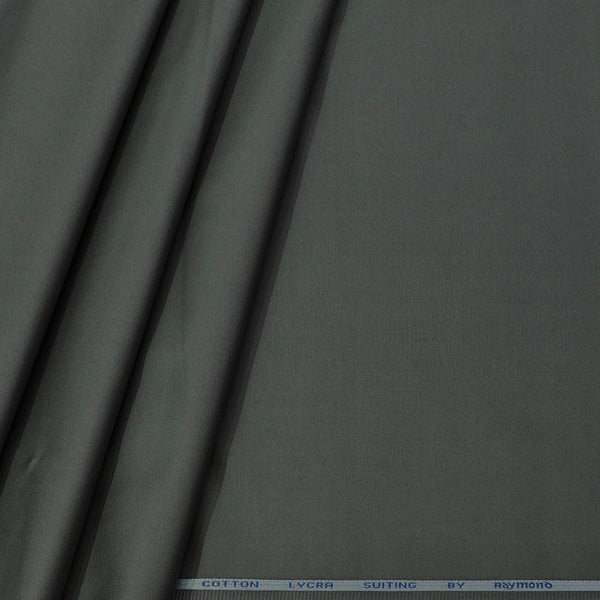 Trouser Fabric Raymond Pure Cotton Plain Lycra Color Greenish Grey