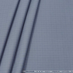 Trouser Fabric Raymond Pure Cotton Check Color Silver Blue