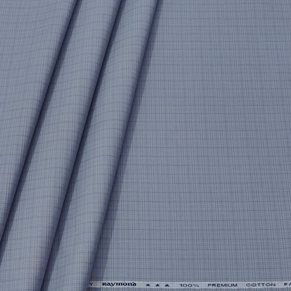 Trouser Fabric Raymond Pure Cotton Check Color Silver Blue