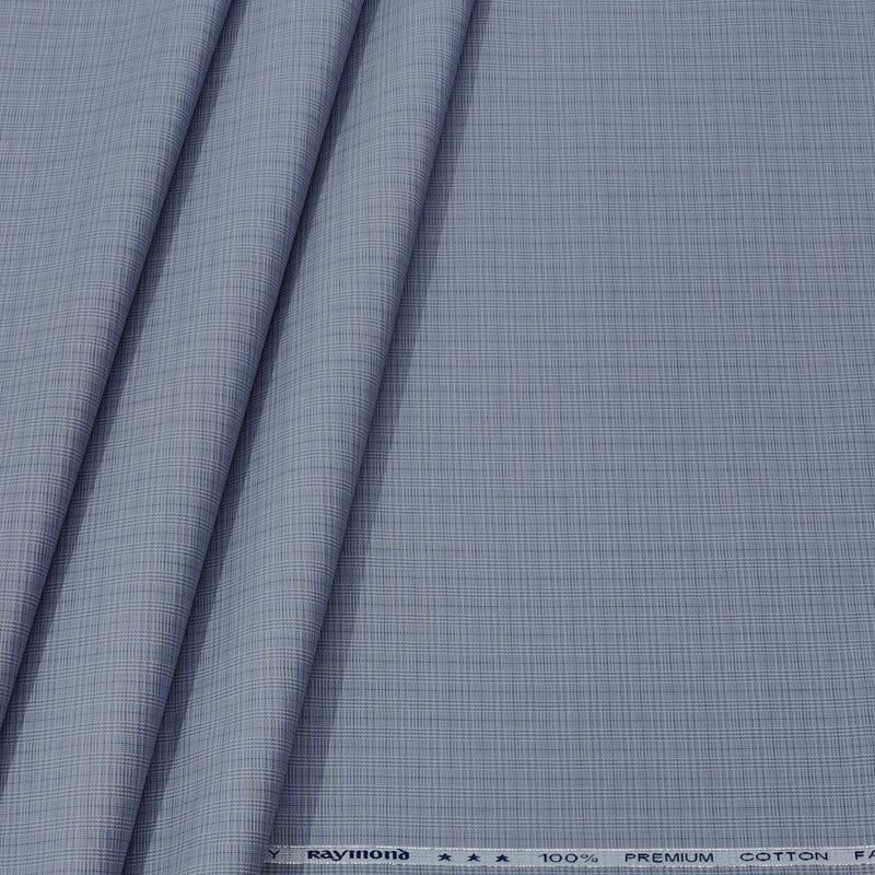 Trouser Fabric Raymond Pure Cotton Check Color Silver Blue