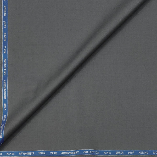 Trouser Fabric Raymond Super 140s Merino Wool Blended Plain Colour Greenish Grey