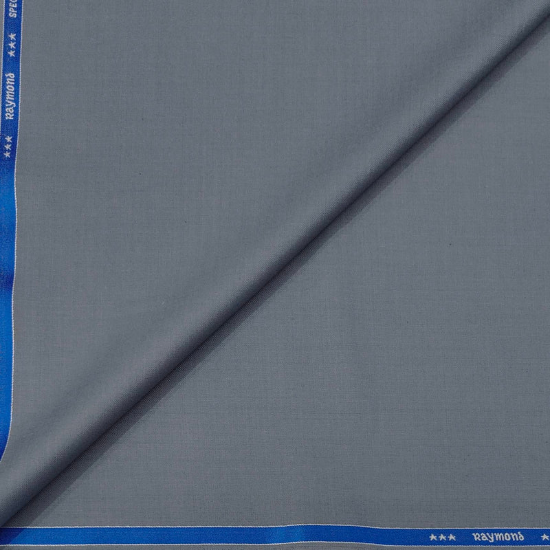 Trouser Fabric Raymond Super 140s Merino Wool Blended Plain Colour Greyish Blue