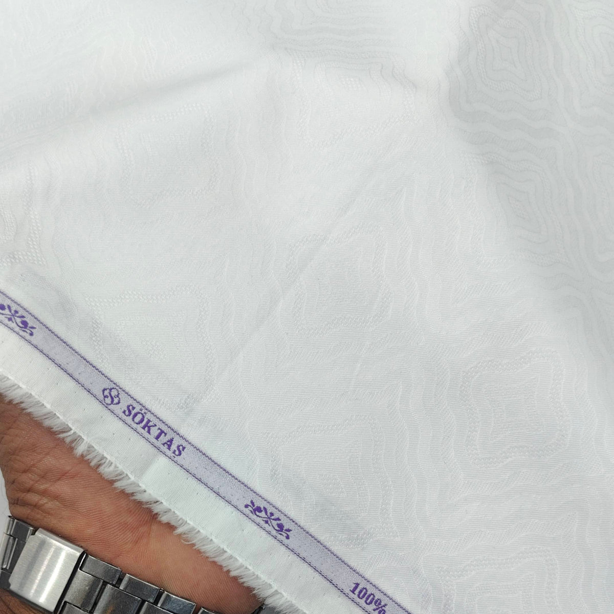 Shirt Fabric Soktas Finest Giza Cotton Jacquard Colour True White
