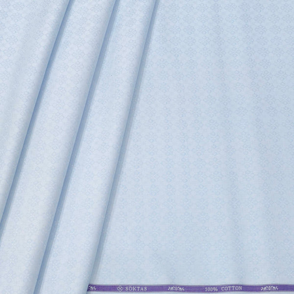 Shirt Fabric Soktas Finest Giza Cotton Jacquard Colour Light Blue