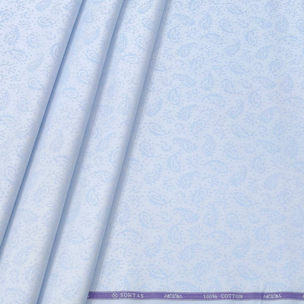 Shirt Fabric Soktas Finest Giza Cotton Jacquard Colour Powder Blue