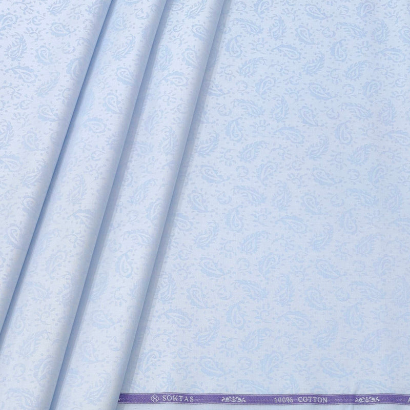 Shirt Fabric Soktas Finest Giza Cotton Jacquard Colour Powder Blue