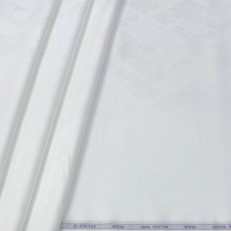 Shirt Fabric Soktas Finest Giza Cotton Jacquard Colour White
