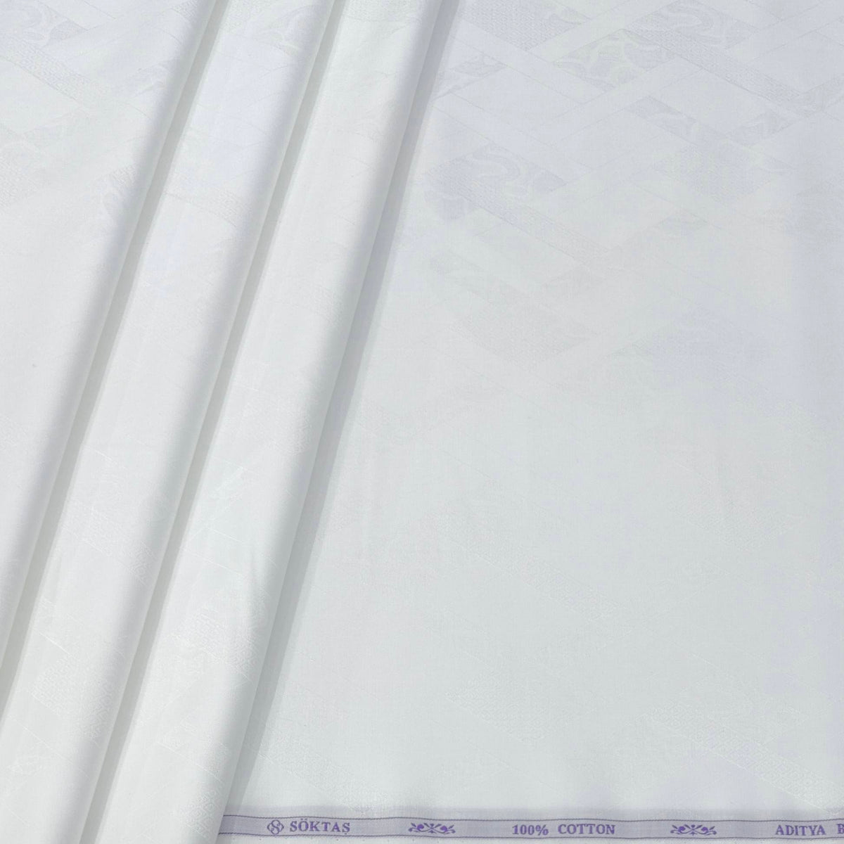 Shirt Fabric Soktas Finest Giza Cotton Jacquard Colour White