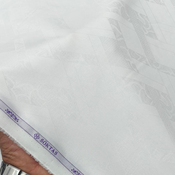Shirt Fabric Soktas Finest Giza Cotton Jacquard Colour White