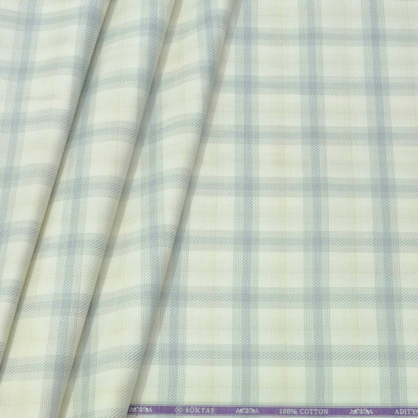 Shirt Fabric Soktas Finest Giza Cotton Broad Check Colour Ash Brown
