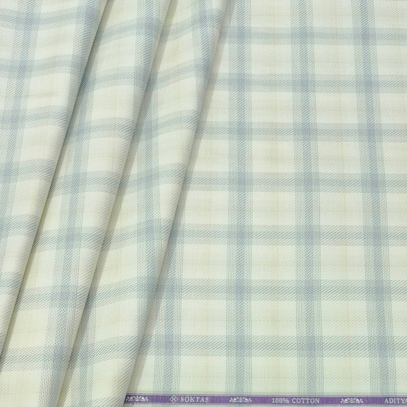 Shirt Fabric Soktas Finest Giza Cotton Broad Check Colour Ash Brown