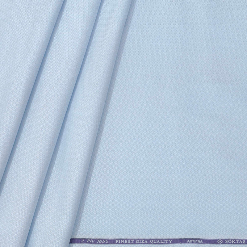 Shirt Fabric Soktas 2 Ply 100s Finest Giza Cotton Jacquard Colour Baby Blue