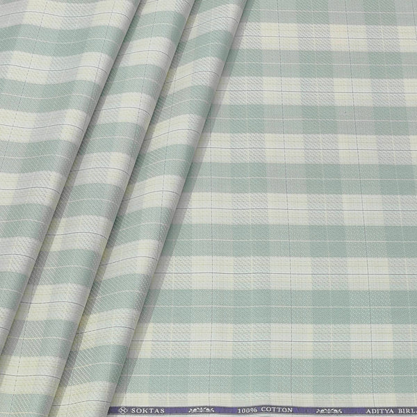 Shirt Fabric Soktas Finest Giza Cotton Check Colour Beige N Light Green