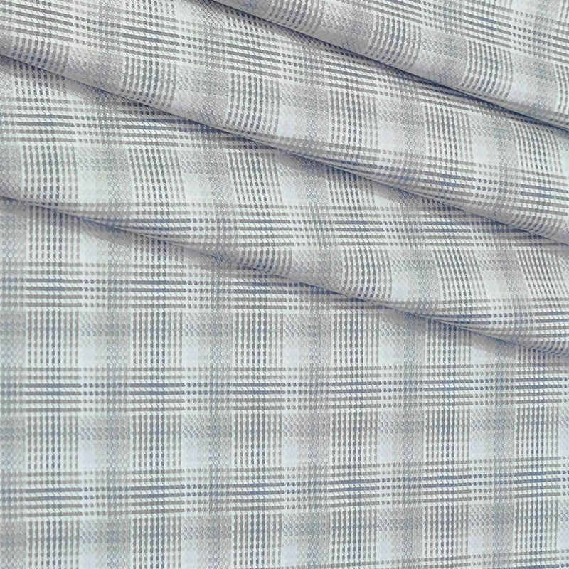 Shirt Fabric Soktas Finest Giza Cotton Mix Check Colour Silver N Grey