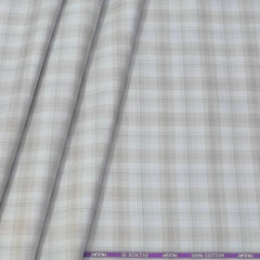 Shirt Fabric Soktas Finest Giza Cotton Mix Check Colour Silver N Brown