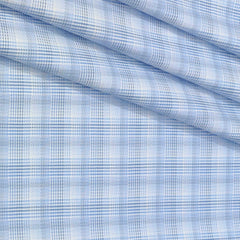 Shirt Fabric Soktas Finest Giza Cotton Mix Check Colour Blue