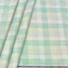 Shirt Fabric Soktas Finest Giza Cotton Check Colour Mint Green N Silver
