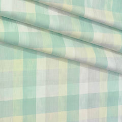 Shirt Fabric Soktas Finest Giza Cotton Check Colour Mint Green N Silver