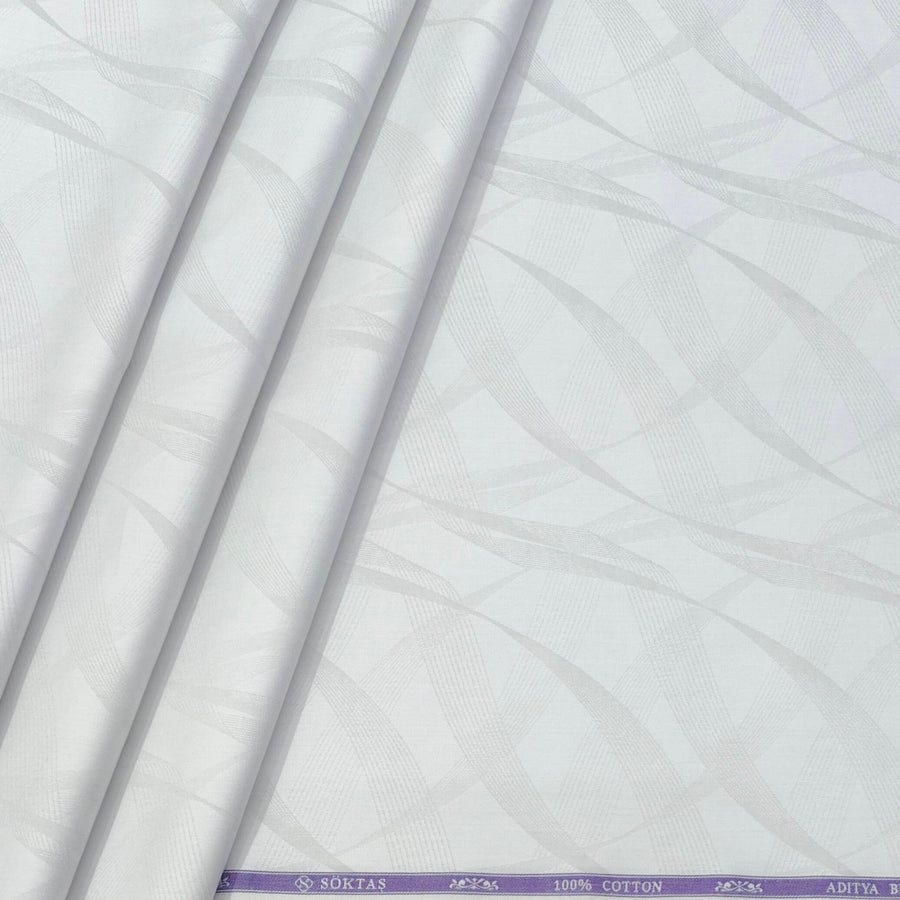 Shirt Fabric Soktas Finest Giza Cotton Jacquard Colour Castle Silver