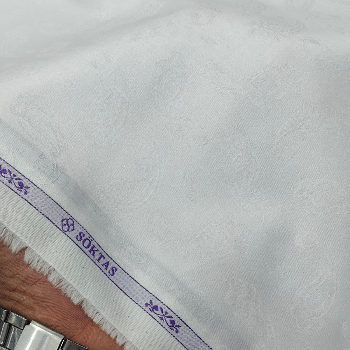 Shirt Fabric Soktas Finest Giza Cotton Jacquard Colour White