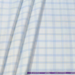 Shirt Fabric Soktas Finest Giza Cotton Broad Check Colour Blue N White