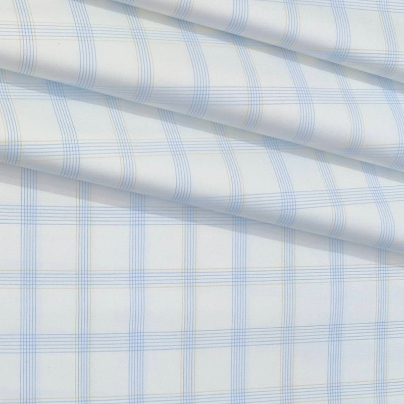 Shirt Fabric Soktas Finest Giza Cotton Broad Check Colour Blue N White