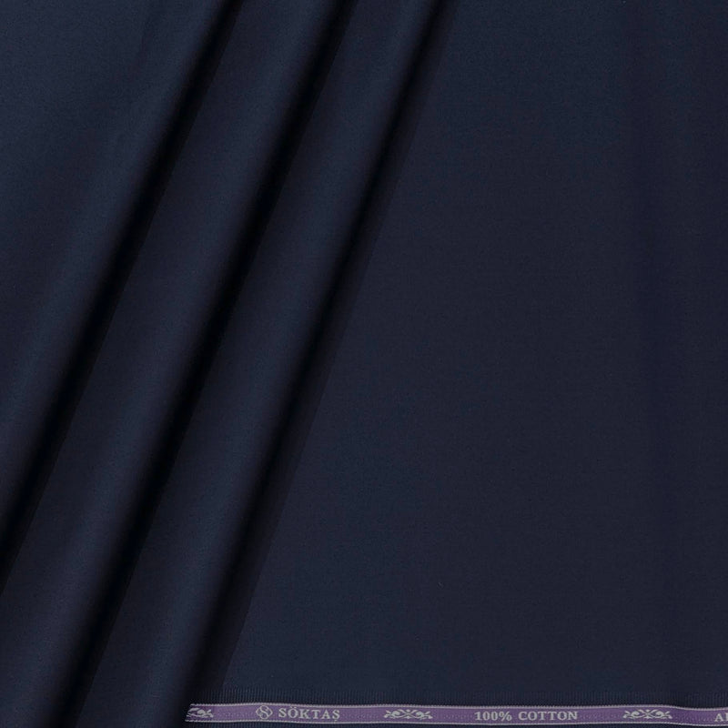 Shirt Fabric Soktas Finest Giza Cotton Plain Colour Dark Blue