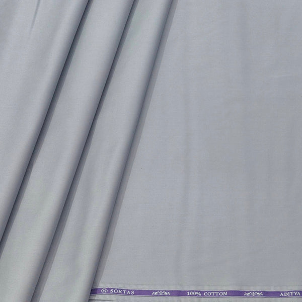 Shirt Fabric Soktas Finest Giza Cotton Plain Colour Pastel Silver