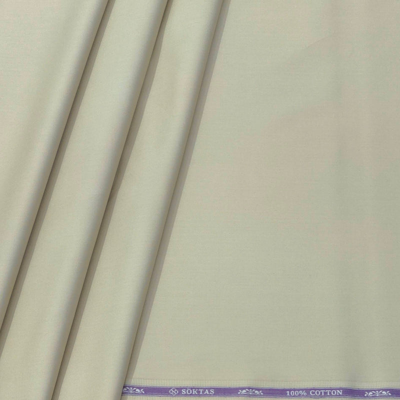 Shirt Fabric Soktas Finest Giza Cotton Plain Colour Ivory Beige