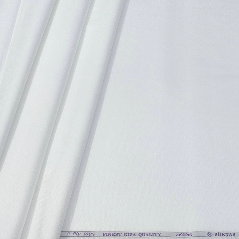 Shirt Fabric Soktas 2 Ply 100s Finest Giza Cotton Jacquard Colour True White