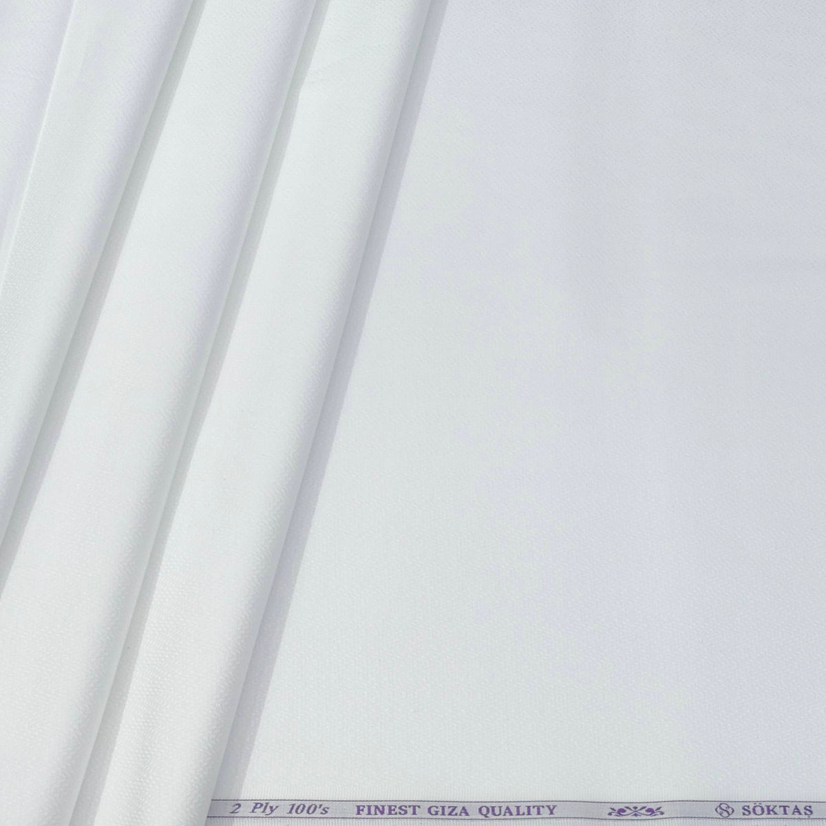 Shirt Fabric Soktas 2 Ply 100s Finest Giza Cotton Jacquard Colour True White