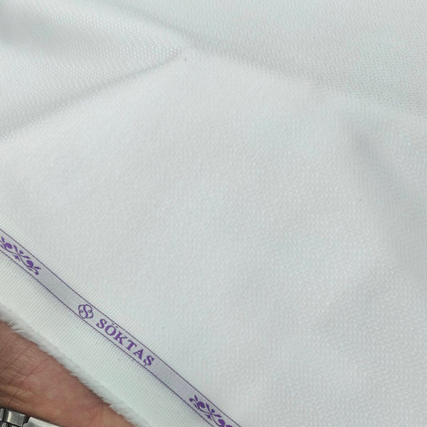 Shirt Fabric Soktas 2 Ply 100s Finest Giza Cotton Jacquard Colour True White
