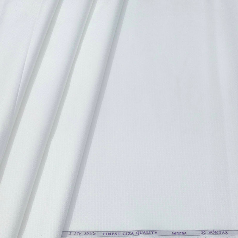 Shirt Fabric Soktas 2 Ply 100s Finest Giza Cotton Jacquard Colour White