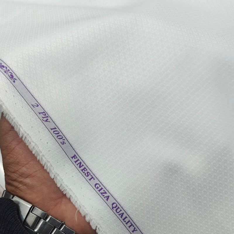 Shirt Fabric Soktas 2 Ply 100s Finest Giza Cotton Jacquard Colour White