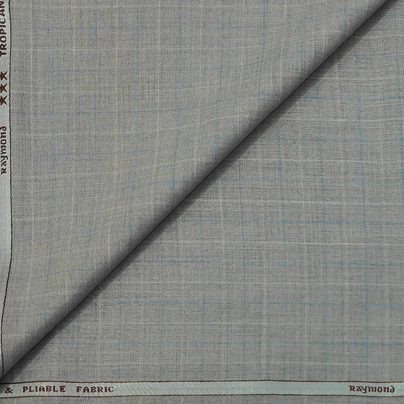 Trouser Fabric Raymond Fine Count Poly Viscose Check Colour Blue N Brown