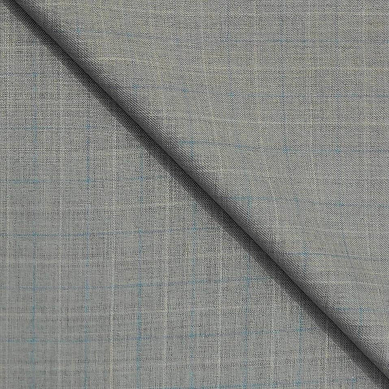 Trouser Fabric Raymond Fine Count Poly Viscose Check Colour Blue N Brown
