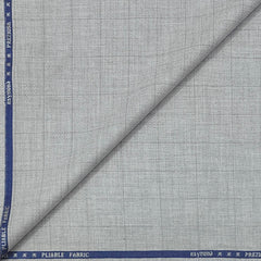 Trouser Fabric Raymond Fine Count Poly Viscose Check Colour Metallic Silver