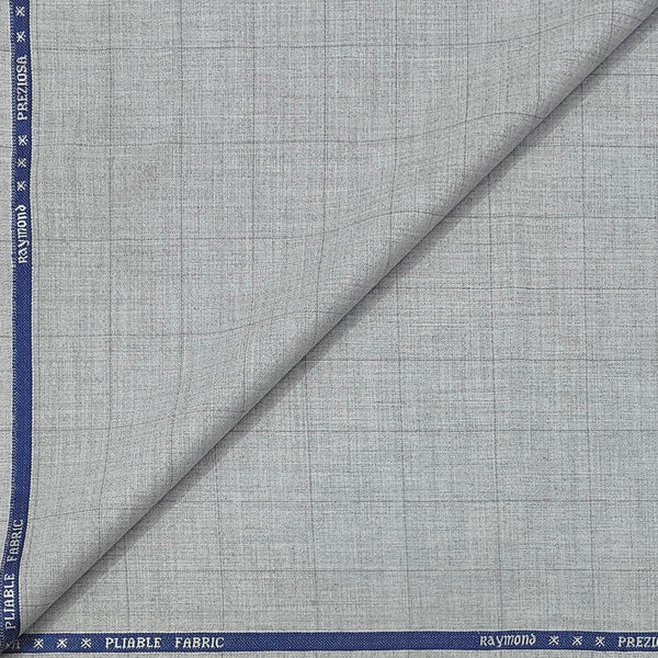 Trouser Fabric Raymond Fine Count Poly Viscose Check Colour Metallic Silver