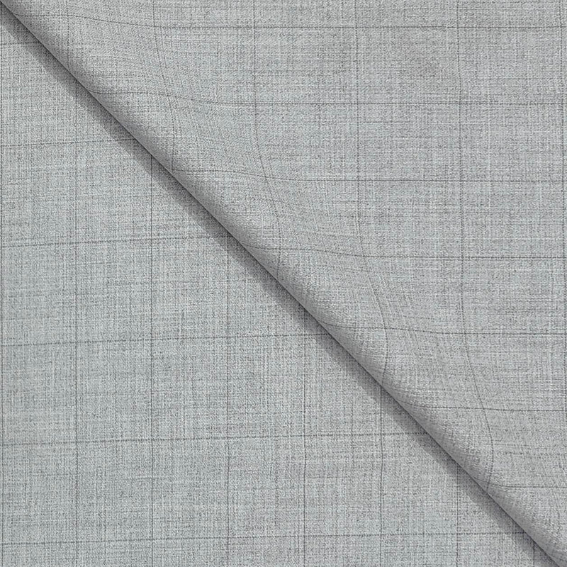 Trouser Fabric Raymond Fine Count Poly Viscose Check Colour Metallic Silver