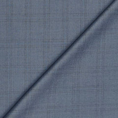 Trouser Fabric Raymond Poly Viscose Broad Check Colour Sea Blue