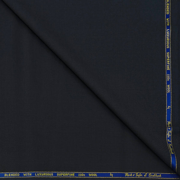 Trouser Fabric Reid & Taylor Super 110s 50% Wool Plain Color Bluish Dark Grey