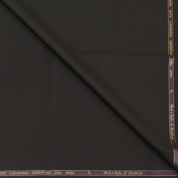 Trouser Fabric Reid & Taylor Super 110s 50% Wool Plain Color Dark Brown