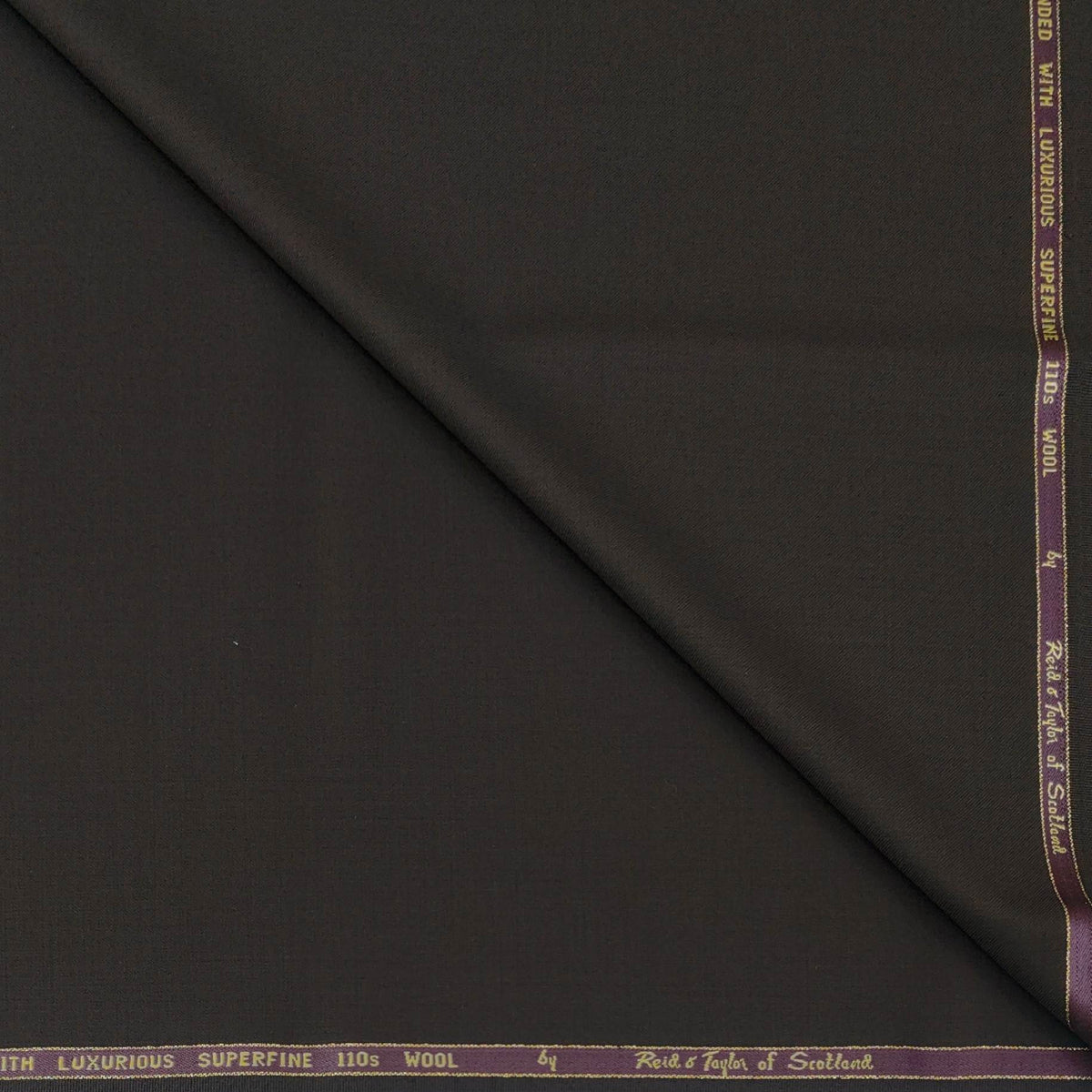 Trouser Fabric Reid & Taylor Super 110s 50% Wool Plain Color Dark Brown