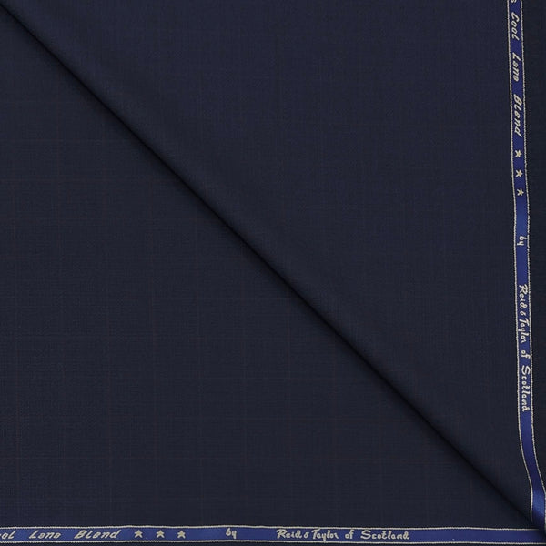 Trouser Fabric Reid & Taylor Super 100s 50% Wool Check Color Dark Blue