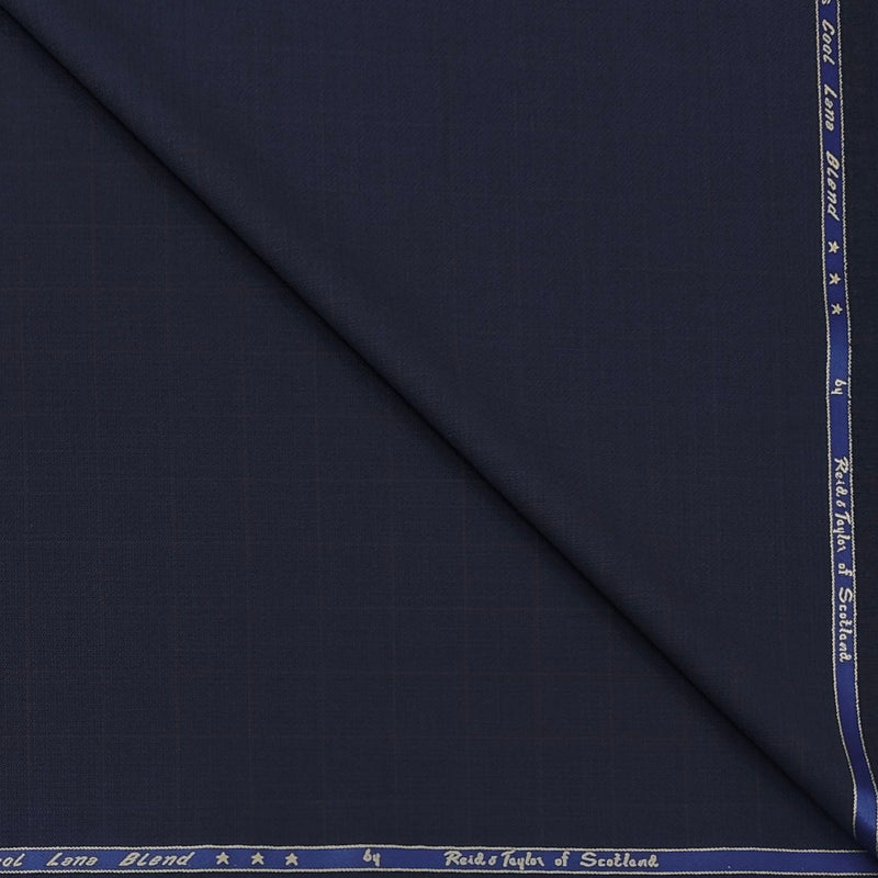 Trouser Fabric Reid & Taylor Super 100s 50% Wool Check Color Dark Blue