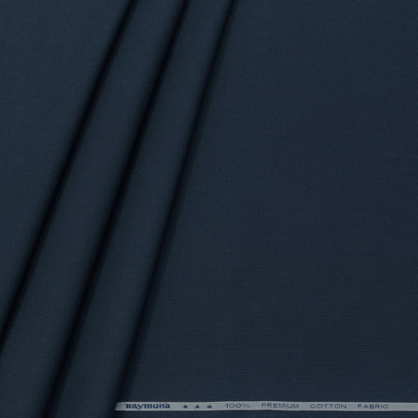 Trouser Fabric Raymond Pure Cotton Textured Color Prussian Blue